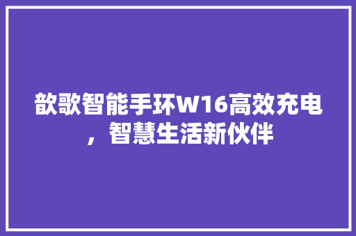 歆歌智能手环W16高效充电，智慧生活新伙伴