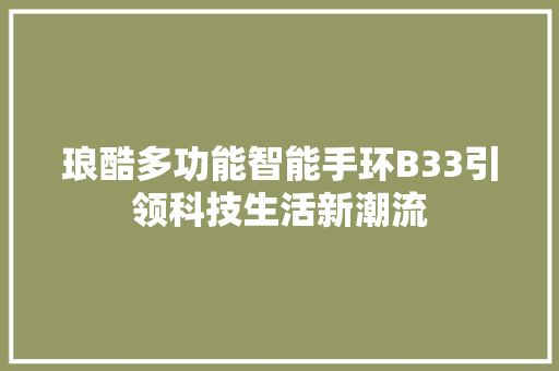 琅酷多功能智能手环B33引领科技生活新潮流