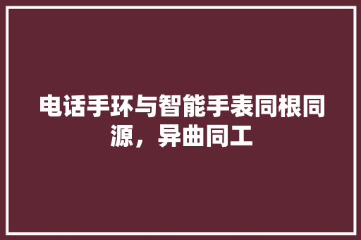 电话手环与智能手表同根同源，异曲同工  第1张