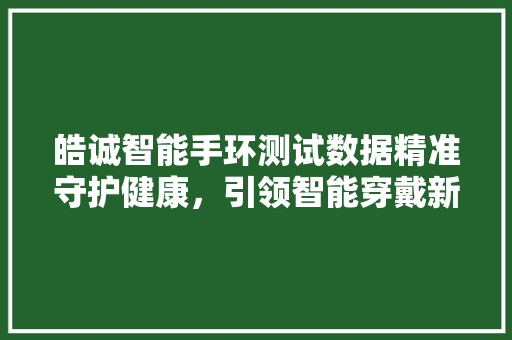 皓诚智能手环测试数据精准守护健康，引领智能穿戴新潮流