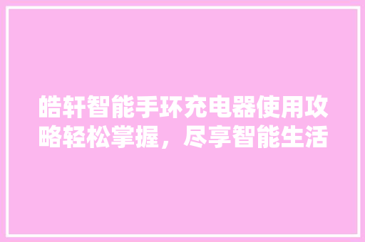 皓轩智能手环充电器使用攻略轻松掌握，尽享智能生活