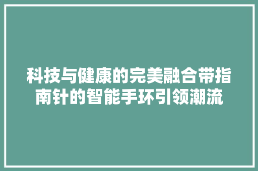 科技与健康的完美融合带指南针的智能手环引领潮流  第1张