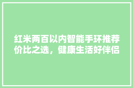 红米两百以内智能手环推荐价比之选，健康生活好伴侣