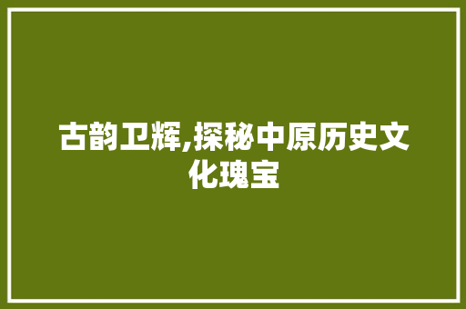 古韵卫辉,探秘中原历史文化瑰宝