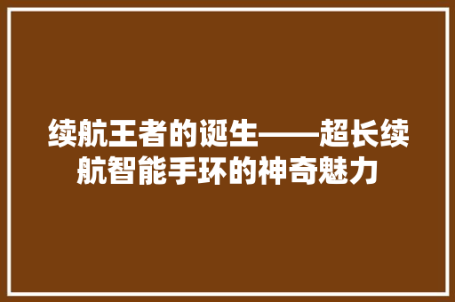 续航王者的诞生——超长续航智能手环的神奇魅力