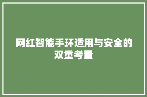 网红智能手环适用与安全的双重考量