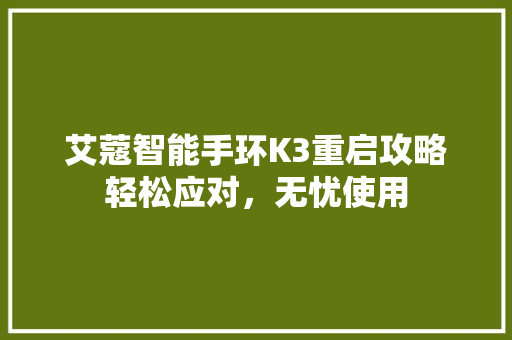 艾蔻智能手环K3重启攻略轻松应对，无忧使用