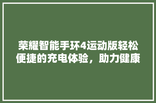 荣耀智能手环4运动版轻松便捷的充电体验，助力健康生活