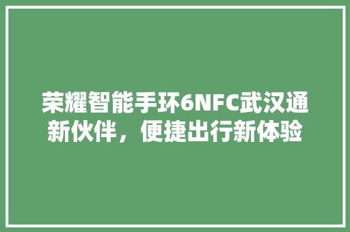 荣耀智能手环6NFC武汉通新伙伴，便捷出行新体验