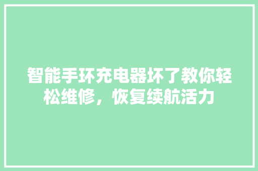 智能手环充电器坏了教你轻松维修，恢复续航活力