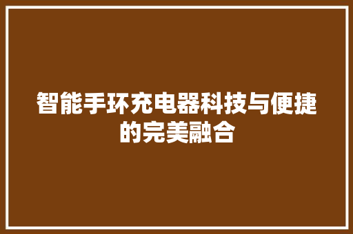 智能手环充电器科技与便捷的完美融合