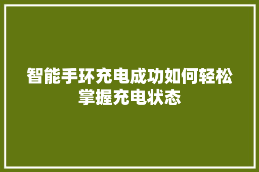 智能手环充电成功如何轻松掌握充电状态