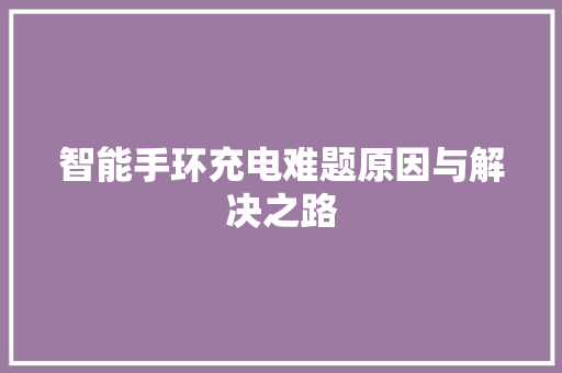 智能手环充电难题原因与解决之路