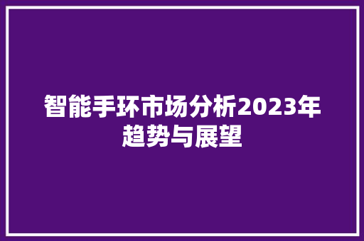 智能手环市场分析2023年趋势与展望