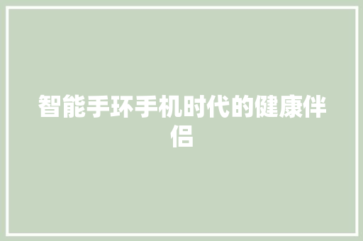 智能手环手机时代的健康伴侣