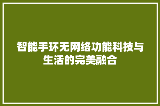 智能手环无网络功能科技与生活的完美融合