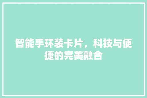 智能手环装卡片，科技与便捷的完美融合