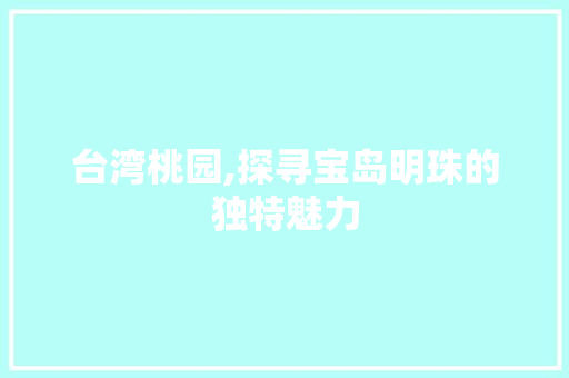 台湾桃园,探寻宝岛明珠的独特魅力