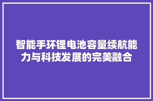 智能手环锂电池容量续航能力与科技发展的完美融合