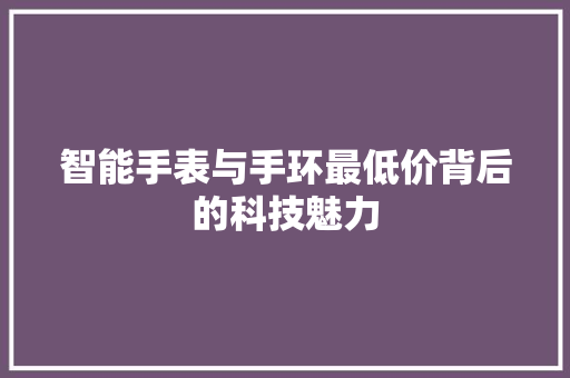 智能手表与手环最低价背后的科技魅力