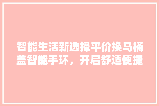 智能生活新选择平价换马桶盖智能手环，开启舒适便捷生活  第1张