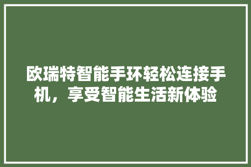 欧瑞特智能手环轻松连接手机，享受智能生活新体验