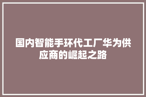 国内智能手环代工厂华为供应商的崛起之路