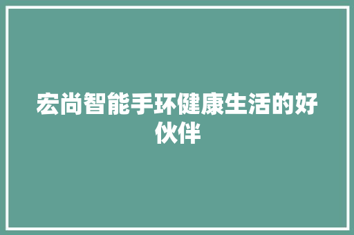 宏尚智能手环健康生活的好伙伴