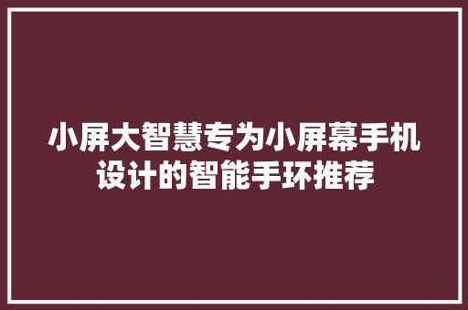 小屏大智慧专为小屏幕手机设计的智能手环推荐