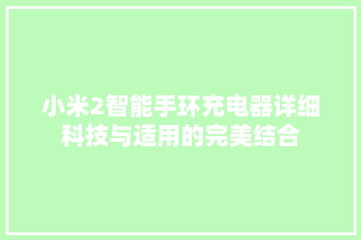 小米2智能手环充电器详细科技与适用的完美结合