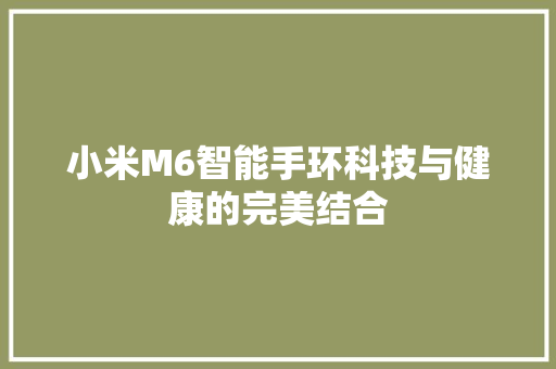 小米M6智能手环科技与健康的完美结合