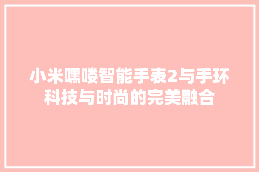 小米嘿喽智能手表2与手环科技与时尚的完美融合