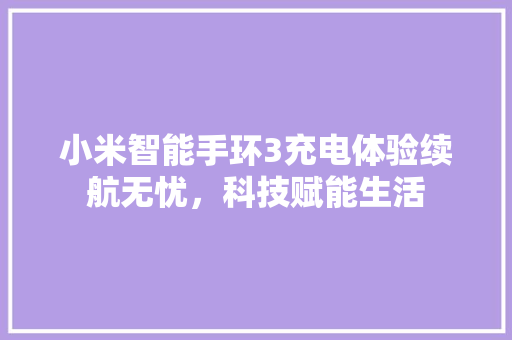 小米智能手环3充电体验续航无忧，科技赋能生活  第1张