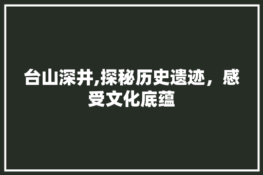 台山深井,探秘历史遗迹，感受文化底蕴