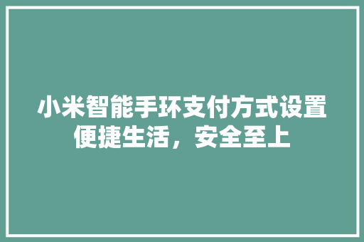 小米智能手环支付方式设置便捷生活，安全至上