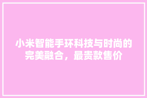 小米智能手环科技与时尚的完美融合，最贵款售价