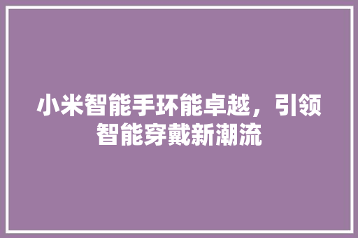 小米智能手环能卓越，引领智能穿戴新潮流