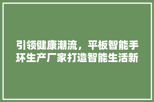 引领健康潮流，平板智能手环生产厂家打造智能生活新篇章