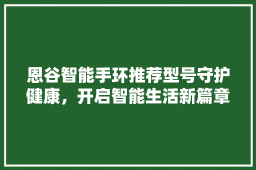 恩谷智能手环推荐型号守护健康，开启智能生活新篇章