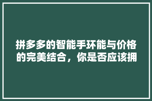 拼多多的智能手环能与价格的完美结合，你是否应该拥有