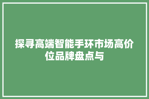 探寻高端智能手环市场高价位品牌盘点与  第1张