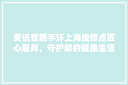 斐讯智能手环上海维修点匠心服务，守护您的健康生活