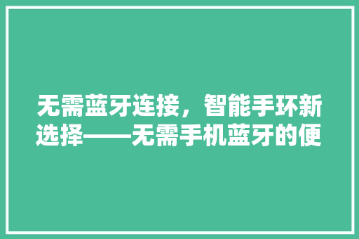 无需蓝牙连接，智能手环新选择——无需手机蓝牙的便捷生活  第1张