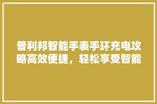 普利邦智能手表手环充电攻略高效便捷，轻松享受智能生活