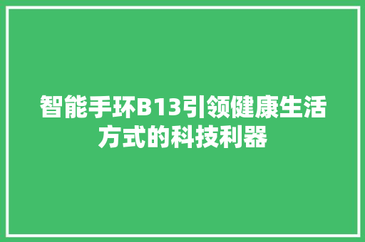 智能手环B13引领健康生活方式的科技利器