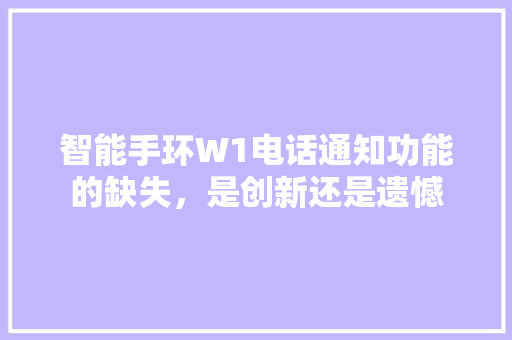 智能手环W1电话通知功能的缺失，是创新还是遗憾