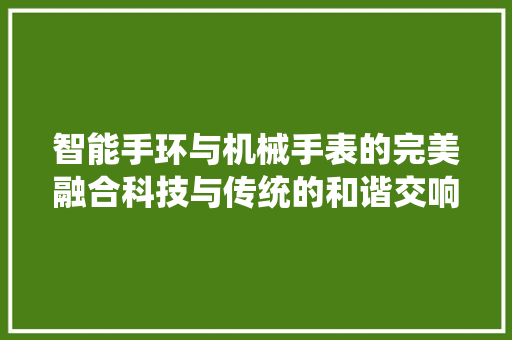 智能手环与机械手表的完美融合科技与传统的和谐交响