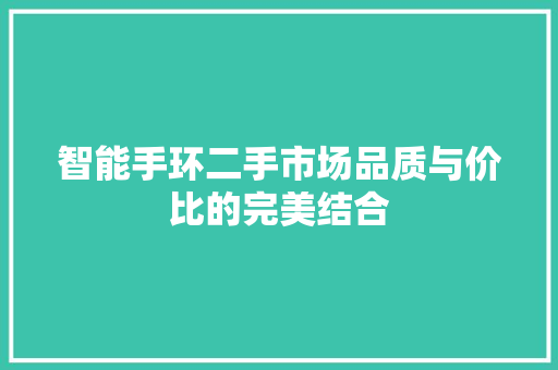 智能手环二手市场品质与价比的完美结合