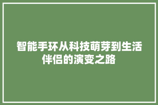 智能手环从科技萌芽到生活伴侣的演变之路