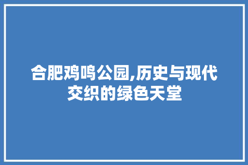 合肥鸡鸣公园,历史与现代交织的绿色天堂